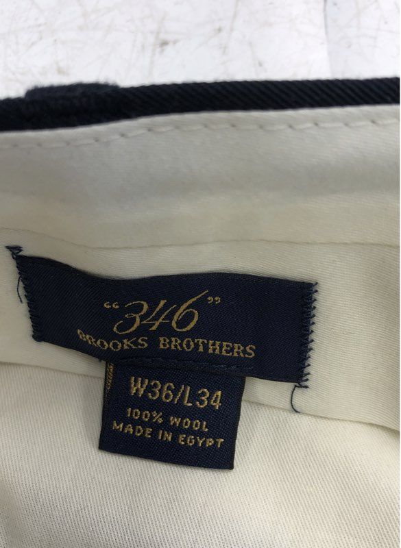 Brooks Brothers 346 Men's Black Wool Pleated Cuffed Dress Pants Sz 36x34