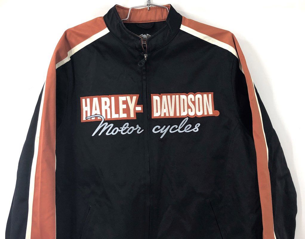 Vintage Y2K Harley-Davidson Embroidered Spellout Racing Jacket Sz 1W