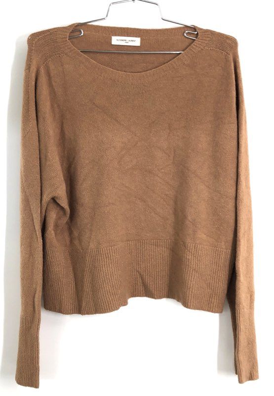 Alexandre Laurent Paris Women's Pullover Sweater Camel Boat Neck M
