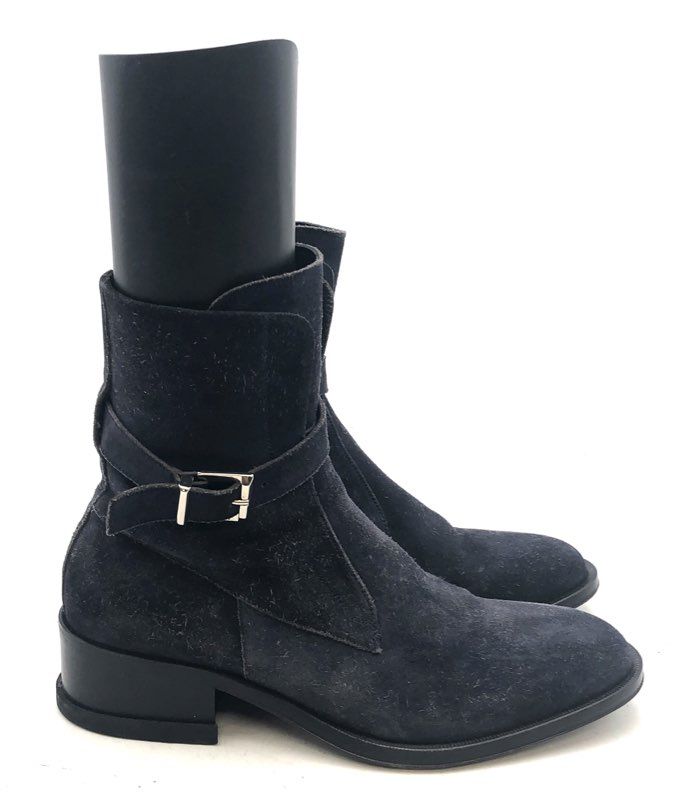 Paciotti Via Sant'Andrea Milano Suede Buckle Ankle Boots Black Size 7.5