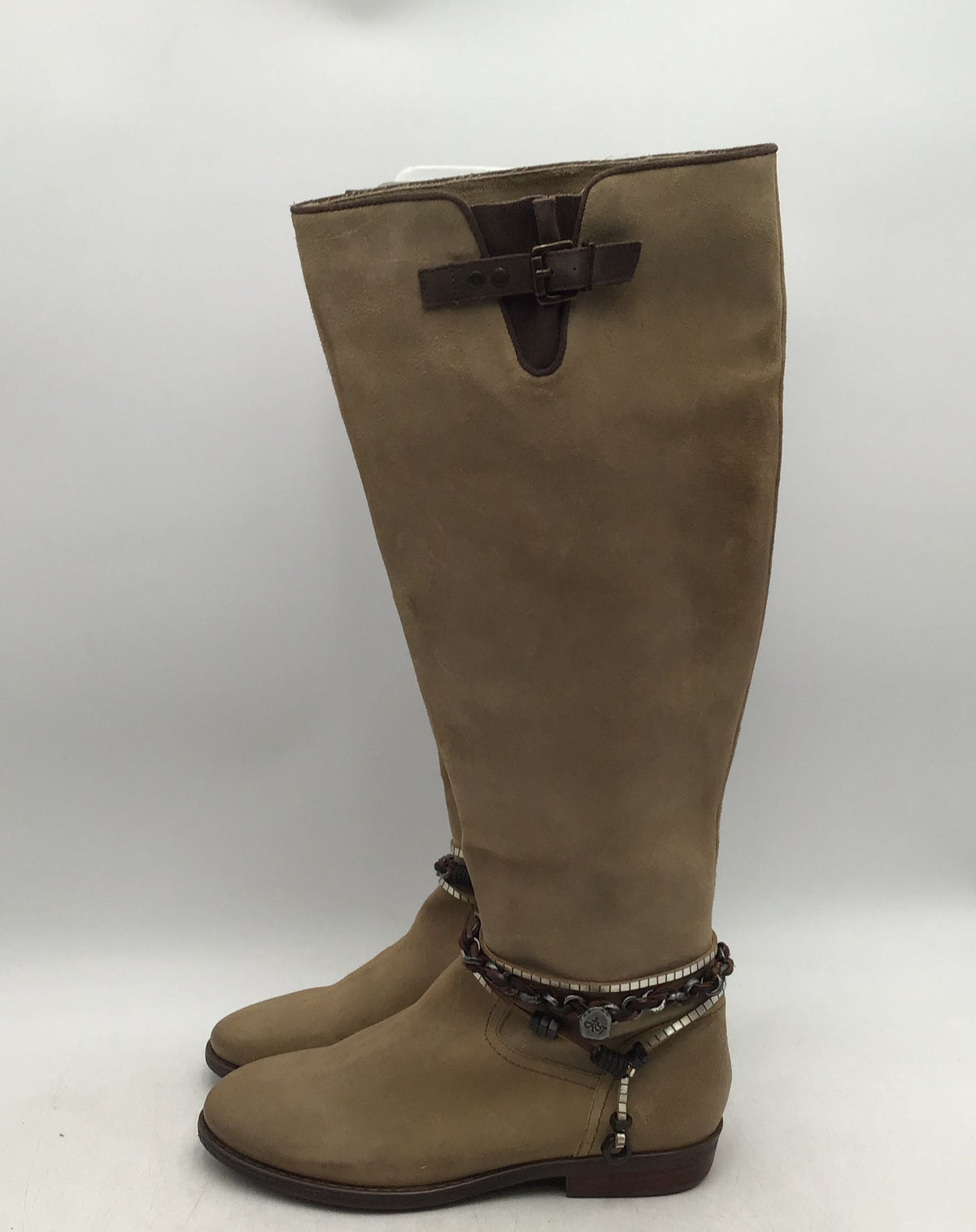 OTBT Women&#39;s Trout Creek Beige Leather Round Toe Riding Boots - Size 7.5M