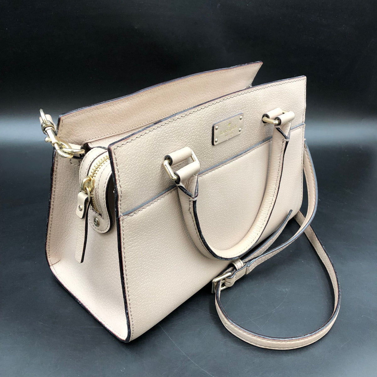 Kate Spade Taupe Pebbled Leather 'Madison' Satchel Bag (+COA)