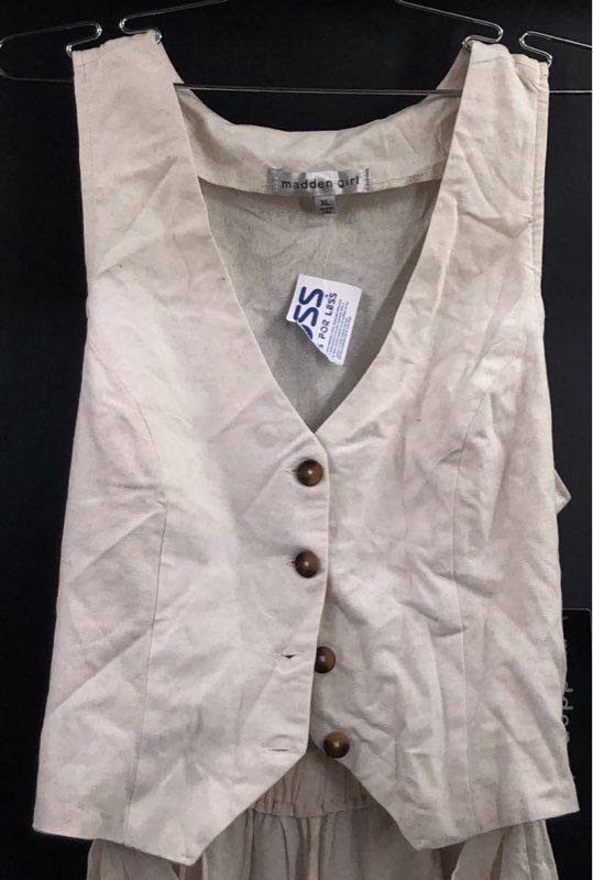Madden Girl Women's 2-Piece Vest and Pants Set Cream Textured Woven Sz XL NWT