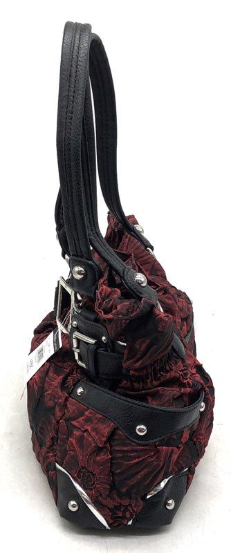 NWT Wilsons Leather Red Black Floral Shoulder Bag