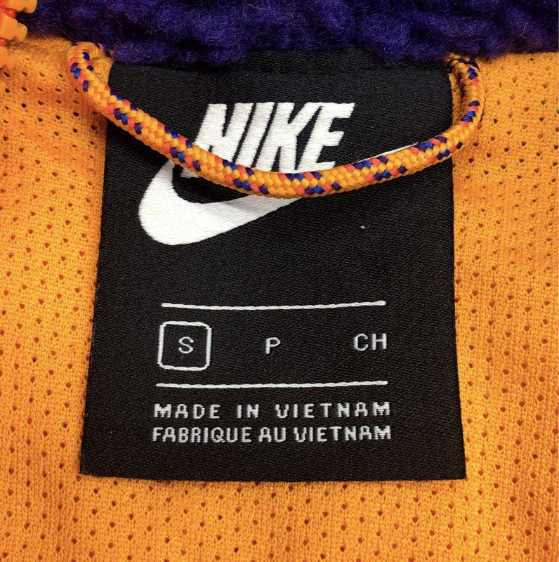 Nike Women's Orange Purple Colorblock Sherpa Fleece Half Zip Hoodie Size S