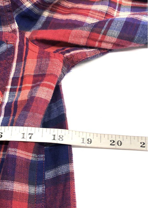 Madewell Women's Red Blue Purple Plaid Flannel Button Down Shirt Sz XXS
