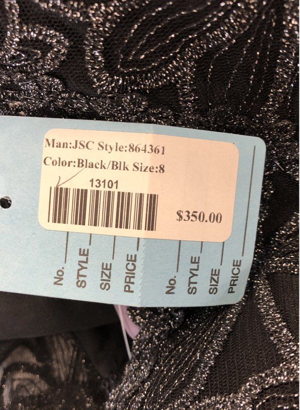 NWT JS Collections Women's Black Floral Gown Dress - Size 8