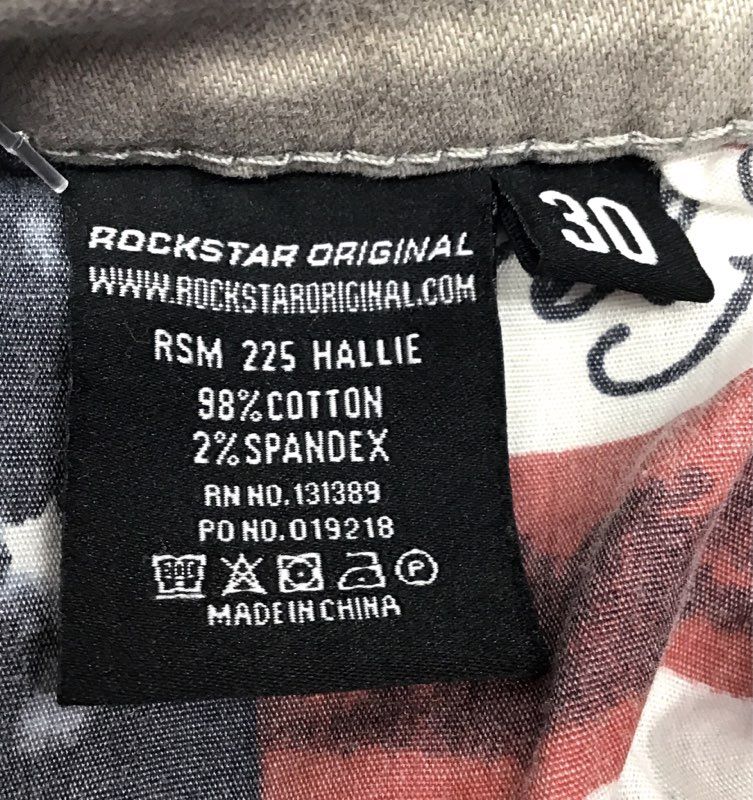 Rockstar Original Men's RSM 225 Hallie Gray Distressed Paint Splatter Jeans 30