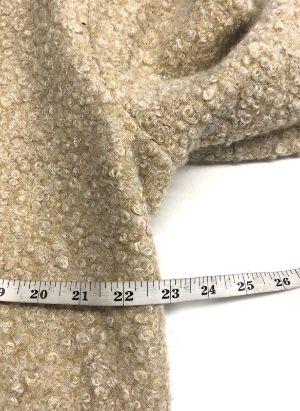 Stylus Women's Beige Boucle Faux Leather Trim Open Front Topper Coat Sz L