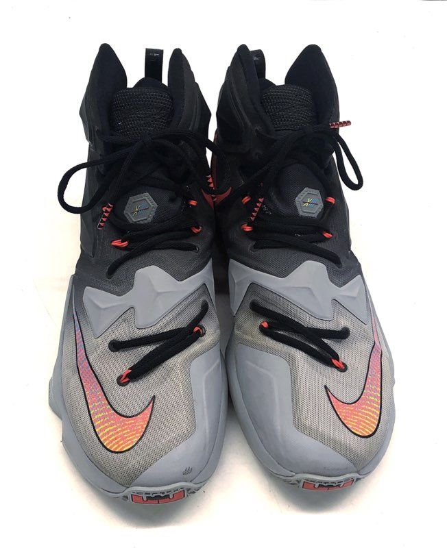 Nike LeBron 13 Wolf Grey Black Bright Crimson Basketball Shoes Size 13