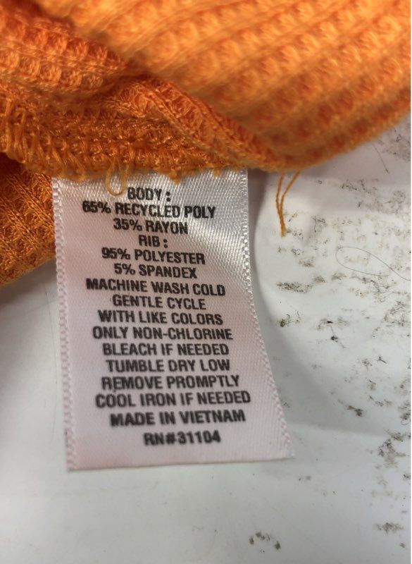 Body & Sol Women's Orange Waffle Knit Hooded Pullover Hoodie Sz XL