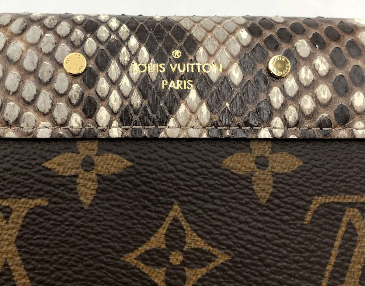 NIB Louis Vuitton Inspired Pallas LV Monogram Canvas & Python Embossed Wallet