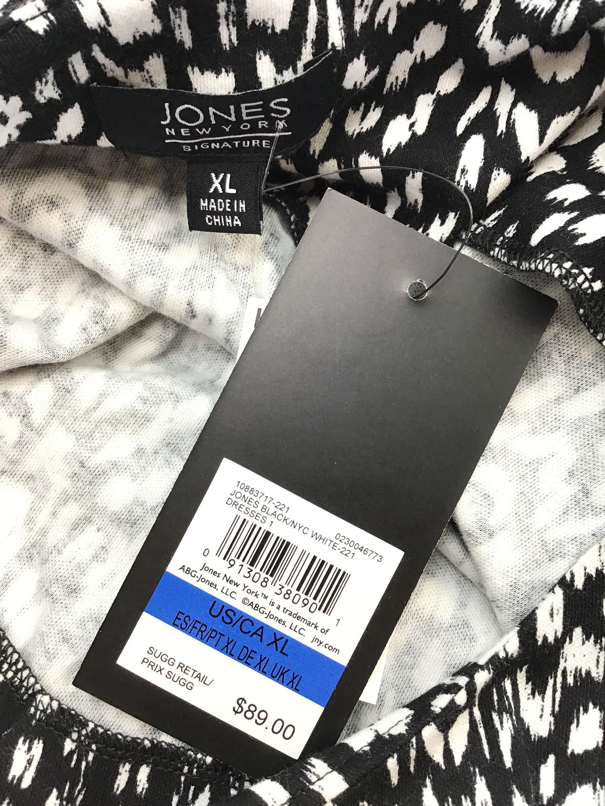 NWT Jones New York Women&#39;s Black White Sheath Dress - Size XL