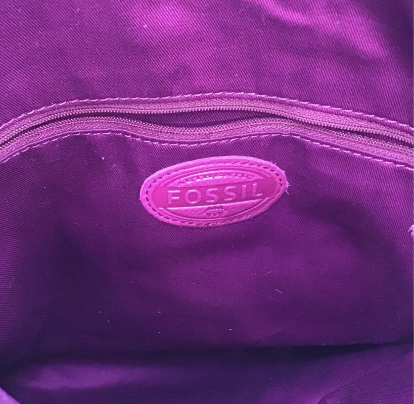 Fossil Magenta Pebbled Leather Crossbody Shoulder Bag Gold Hardware