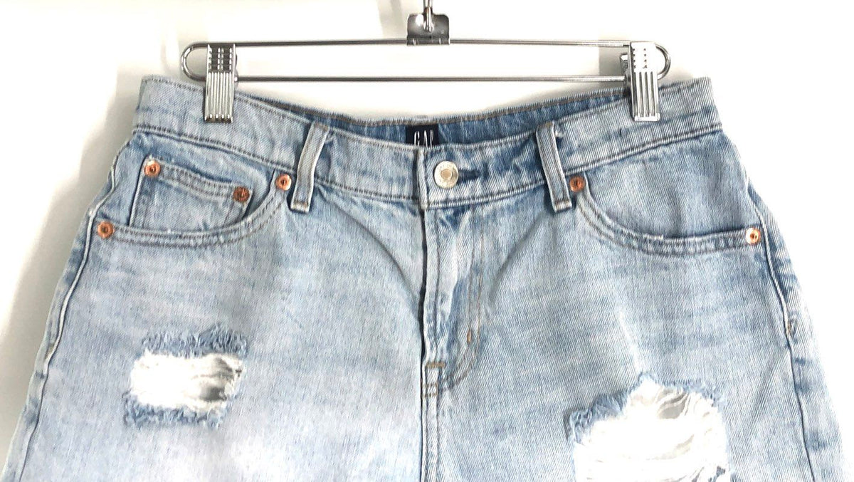 Gap Women's Light Blue High Rise Distressed Frayed Hem Denim Shorts Sz 27