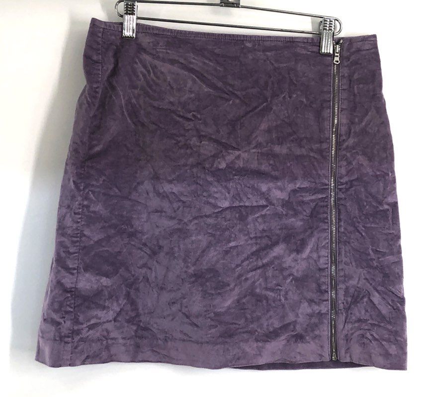LOFT Women's Purple Corduroy Velveteen Mini Skirt Side Zip Lined Sz 6