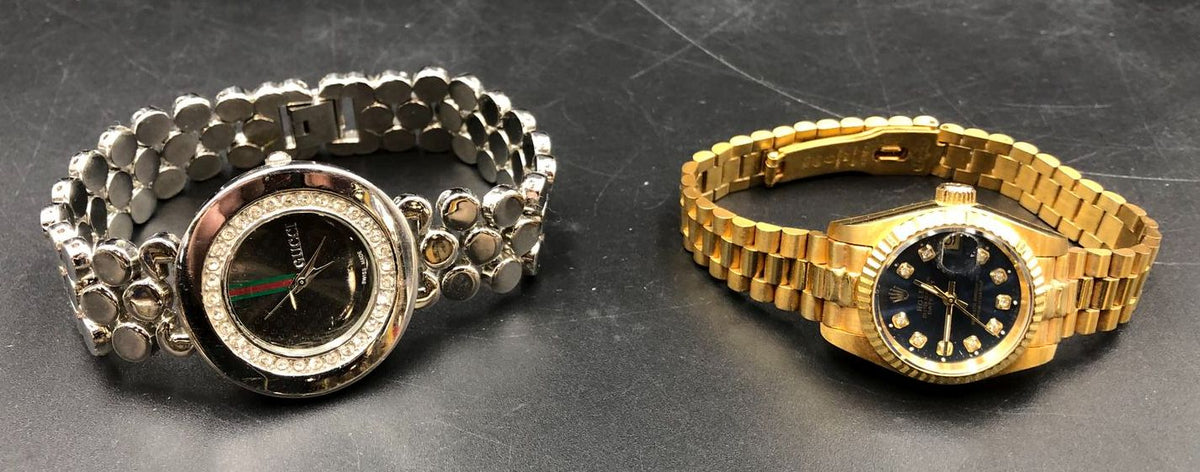 Designer Watches Mixed Lot of 6: Gold/Silver-Tone Stainless Steel/Leather Bands