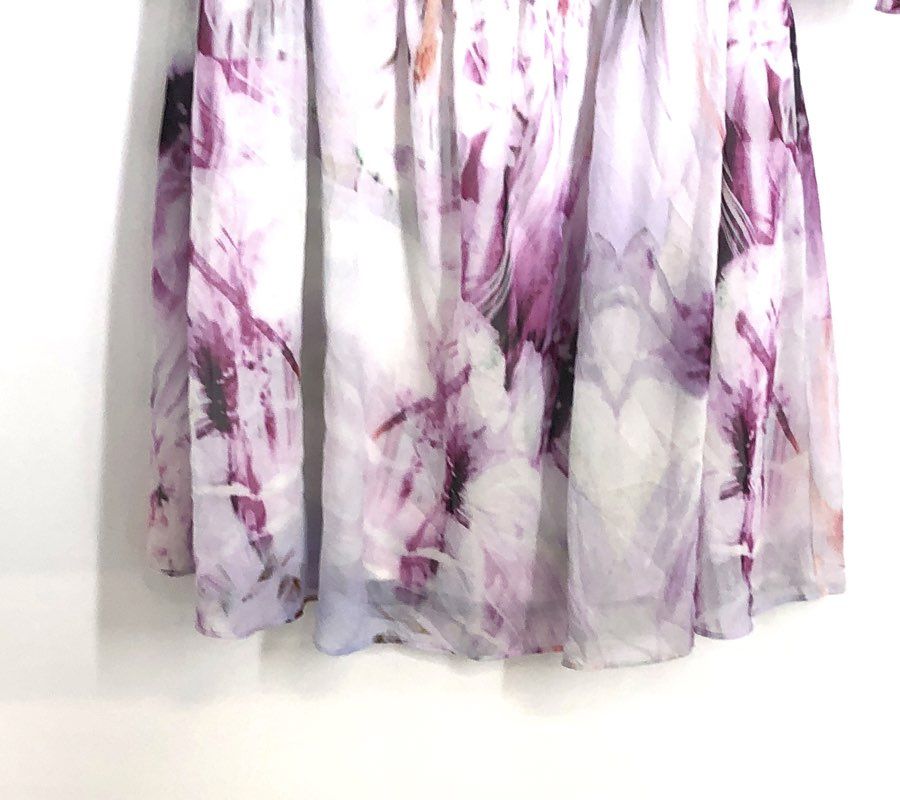 Lola & Sophie Women's Purple Abstract Floral Smocked Off Shoulder Dress NWT Sz L
