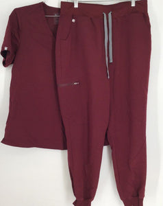 FIGS Women's Maroon Top And Pants Scrub Set - Size Large