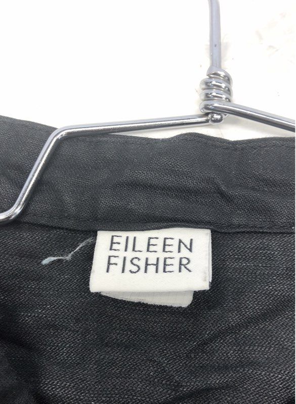 Eileen Fisher Women's Black Linen Rayon Sleeveless Button Front Blouse Sz B