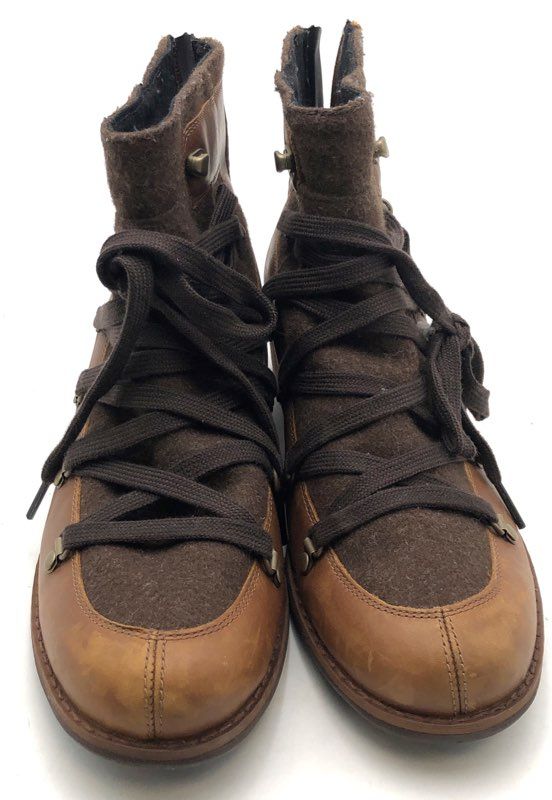 Merrell J004418 Brown Leather Felt Rear Zip Lace Up Ankle Boots Women's Size 9