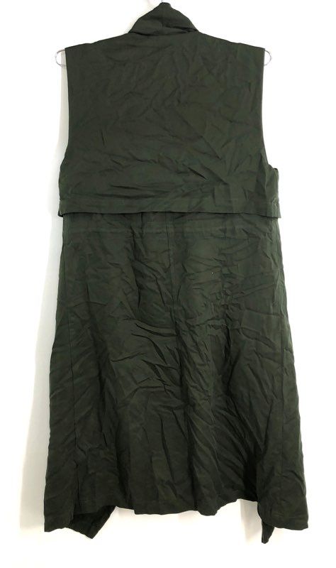 cupcakes and cashmere Women's Olive Green Waterfall Drape Long Vest Sz XS