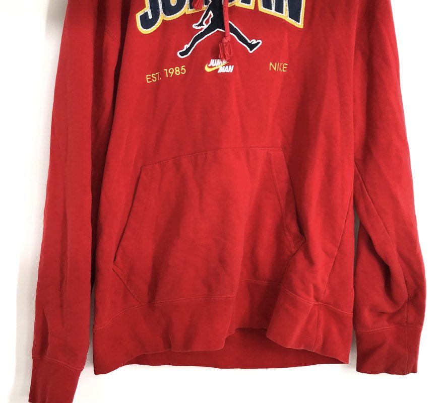 Jordan Men's Red Jumpman Pullover Hoodie Graphic Sweatshirt Sz M