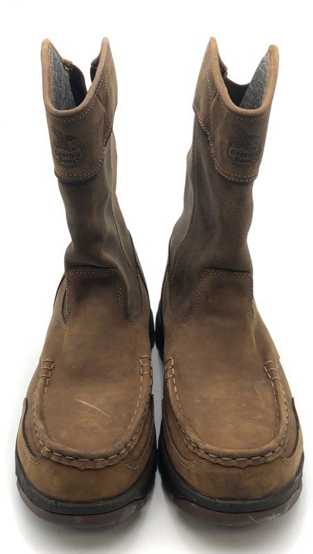Georgia Boot Athens Brown Waterproof 11" Pull On Work Boots Men's Size 13W