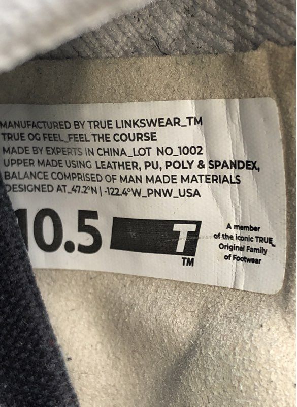 True Linkswear Men's Black White Athletic Shoes - Size 10.5