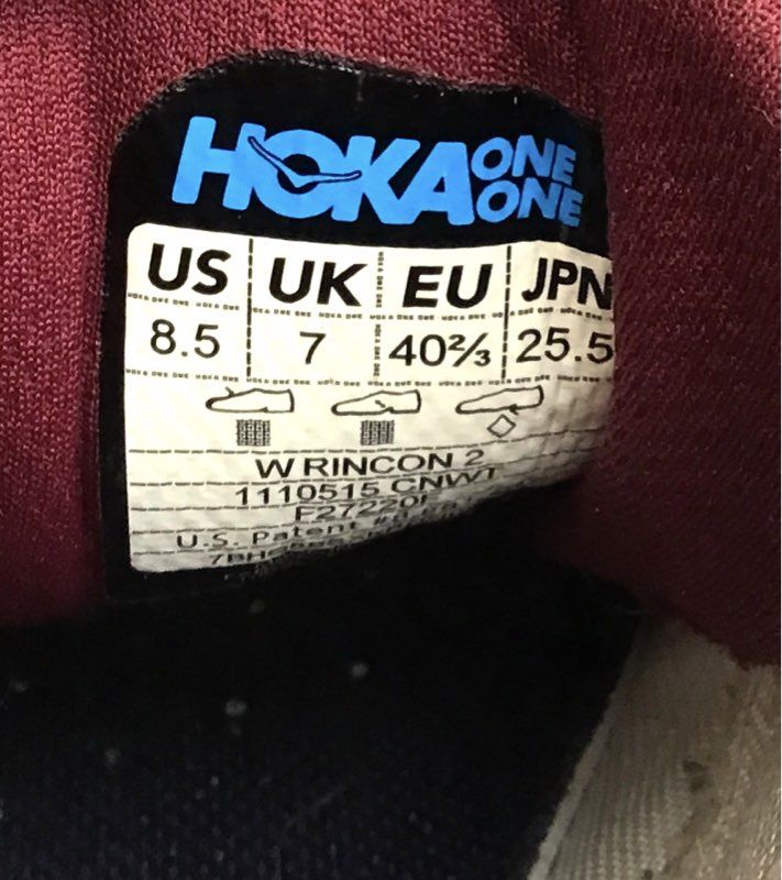 Hoka One One W Rincon 2 Maroon Red White Running Shoes Women's Size 8.5