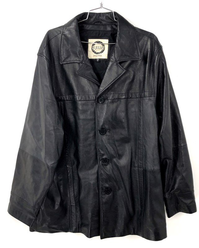 Vintage 90s M. Julian Wilsons Button Front Leather Jacket Car Coat Sz XL
