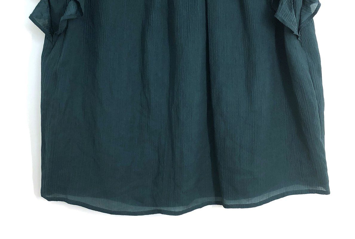 Marie Oliver Women's Sami Ruffle Blouse Lake Dark Green 100% Silk NWT Size M