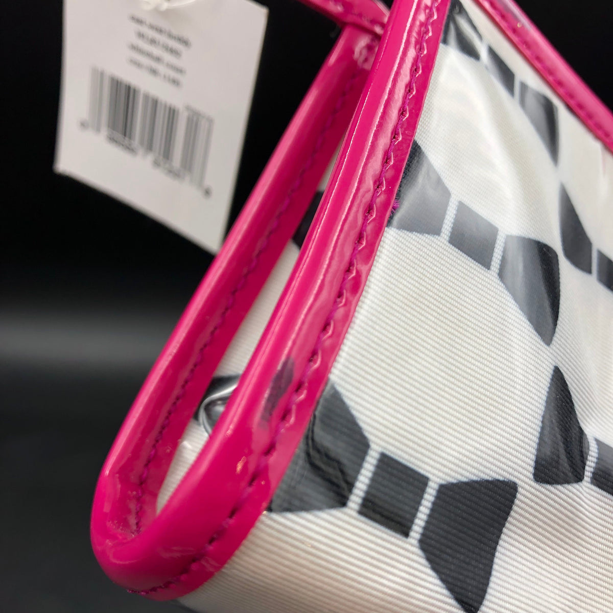 Kate Spade Heddy White/Black Bow Print Cosmetics Pouch w/ Pink Trim &amp; Tag (+COA)