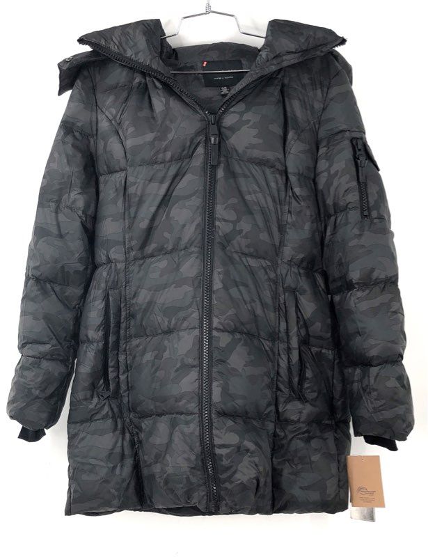 NWT Sanctuary Women's Black Gray Camouflage Puffer Coat - Size L