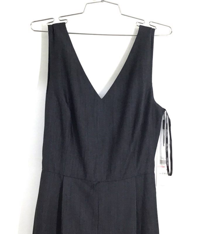 Calvin Klein Women's Blue V-Neck Wide Leg Tie Back Jumpsuit Size 10 NWT