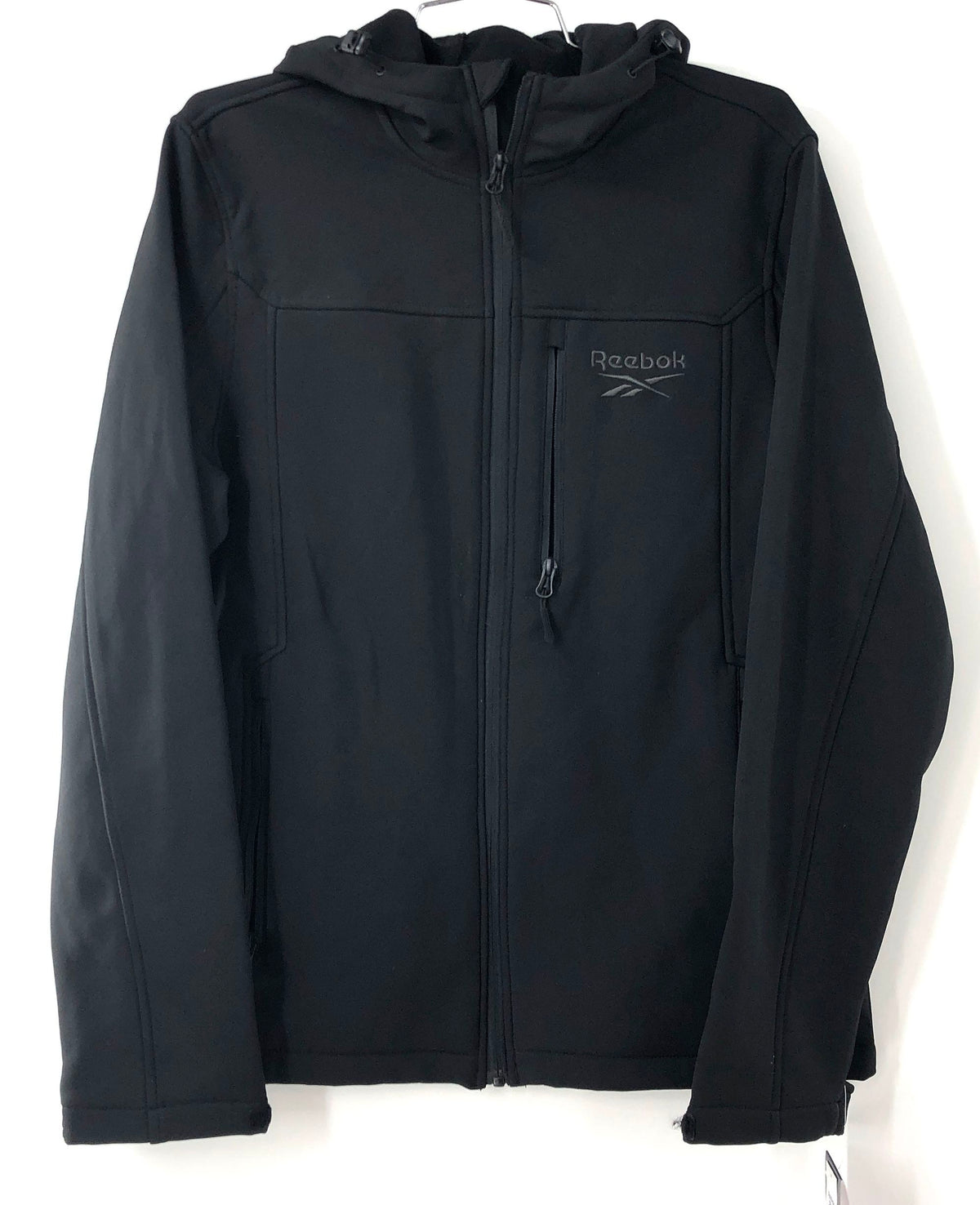Reebok Men's Black Softshell Full Zip Hooded Fleece Lined Jacket Sz S NWT
