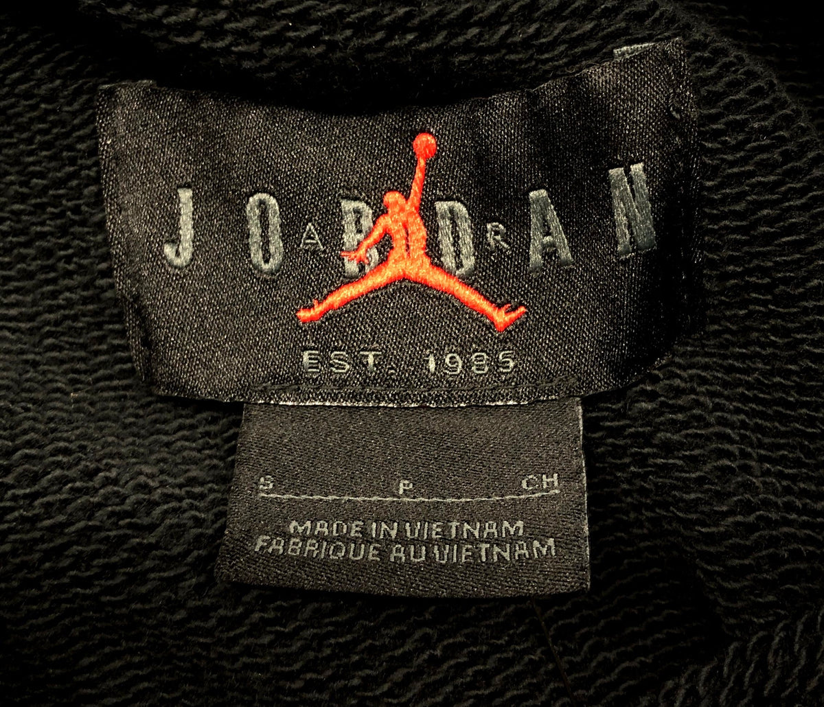 Air Jordan Men's Black Pullover Hoodie Red Embroidered Script Logo Sz S