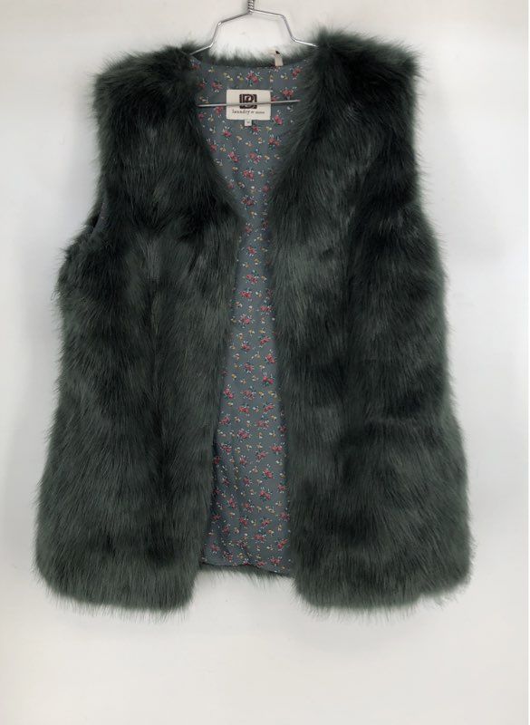 NWT Laundry By Design Women's Green Faux Fur Vest - Size M