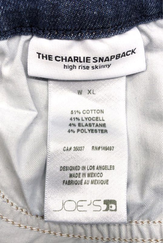 Joe's Jeans Women's The Charlie Snapback High Rise Skinny Dark Blue Jeans Sz XL