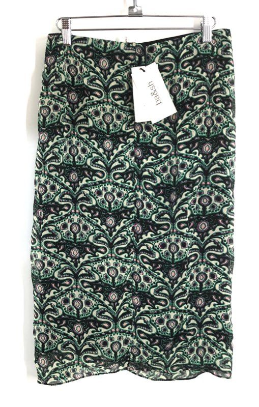 ba&sh Women's Faustine Skirt Green Paisley Viscose Wrap Style Midi Sz 2 M NWT
