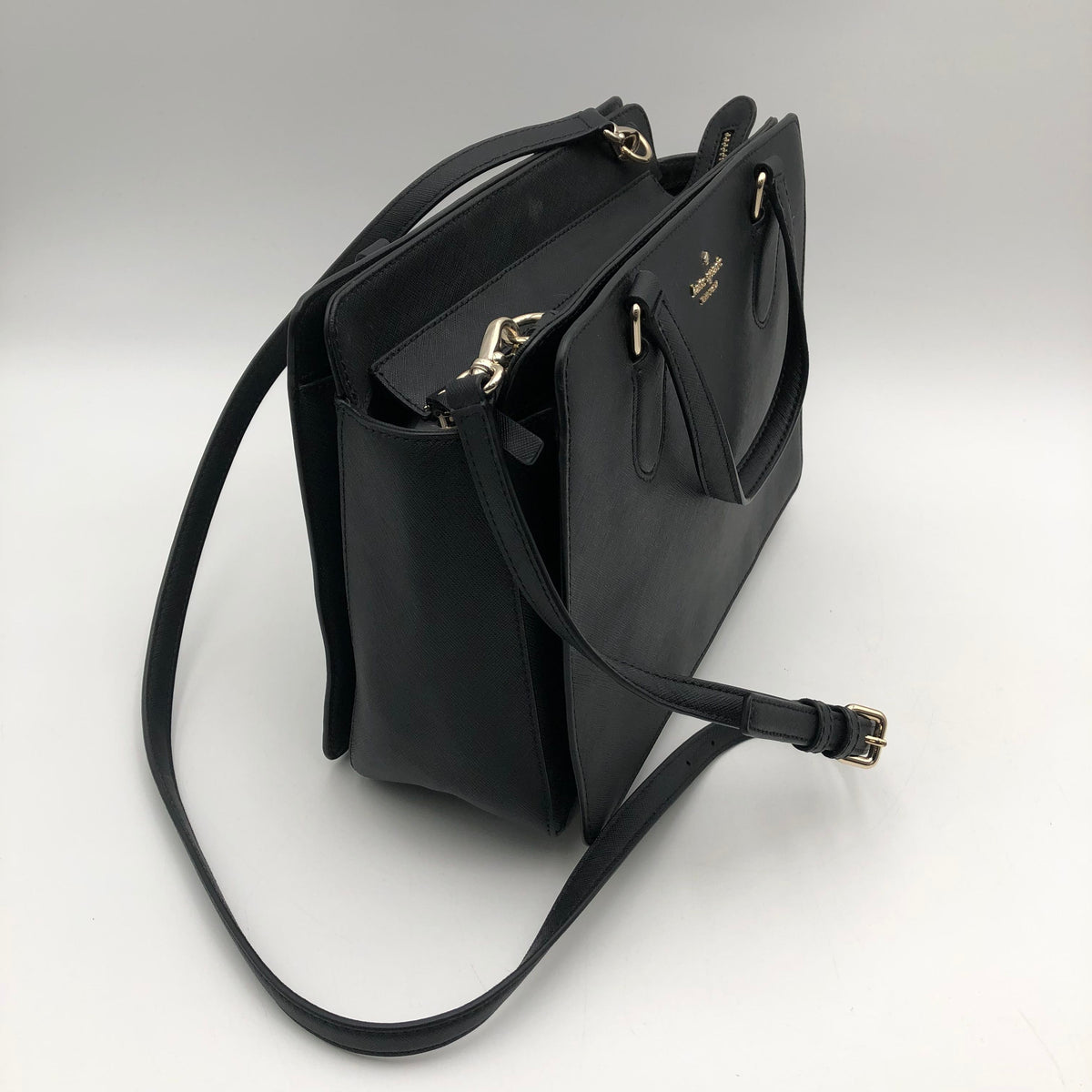 Kate Spade Black Saffiano Leather Laurel Way Satchel Crossbody Bag COA