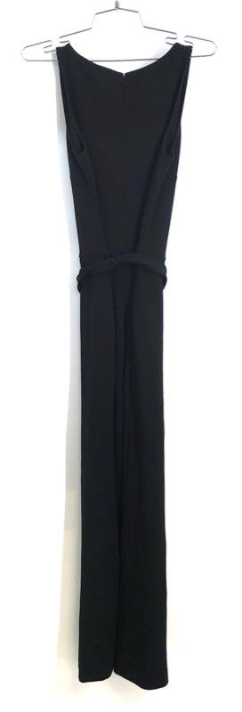 Ann Taylor Factory Women's Black Sleeveless V-Neck Tie Waist Jumpsuit Sz 0