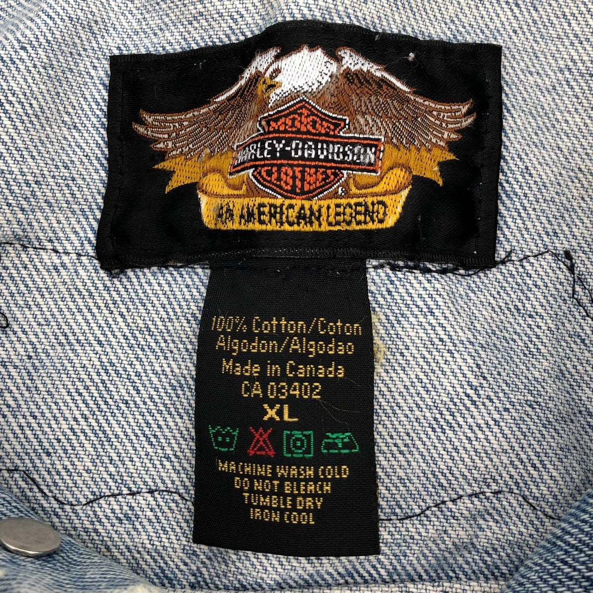 Vintage Harley-Davidson D2277 Men&#39;s Distressed Blue Denim Jacket w/ Patches - XL