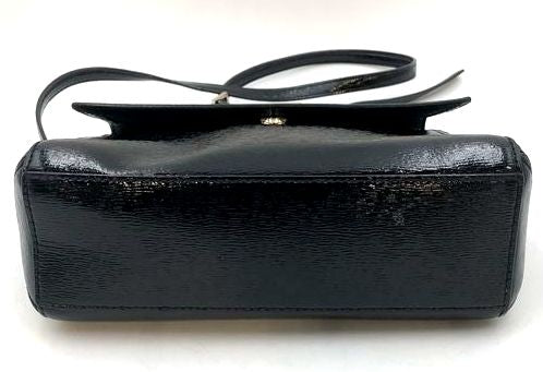 Kate Spade Black Textured Patent Leather Crossbody Bag with Gold Accents (+COA)