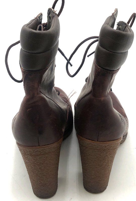 Timberland Tillston 6-Inch Dark Brown Leather Block Heel Boots Women's Size 8