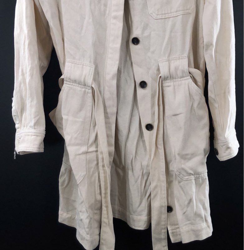 Unpublished Women's Cream Off-White Cotton Belted Utility Chore Jacket Sz S