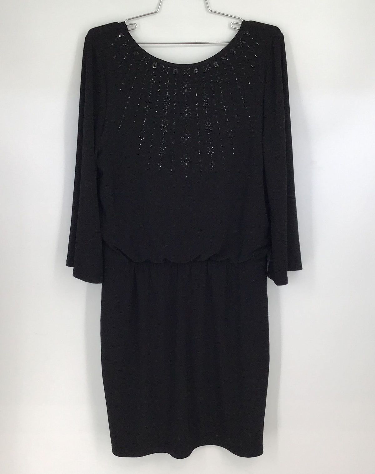 NWT White House Black Market Women&#39;s Black Embellished Blouson Dress - Size M