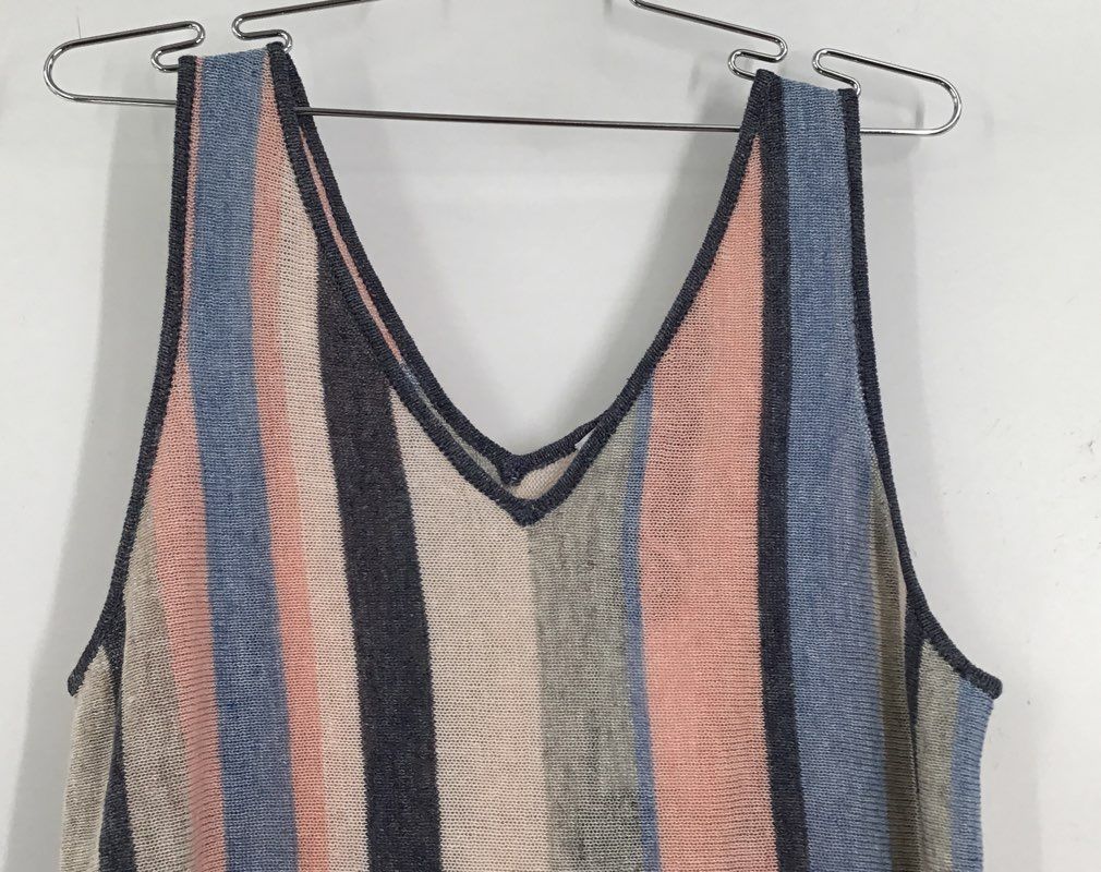 NWT Ecru Women&#39;s Multicolor Striped Sleeveless Tank Sweater - Size L