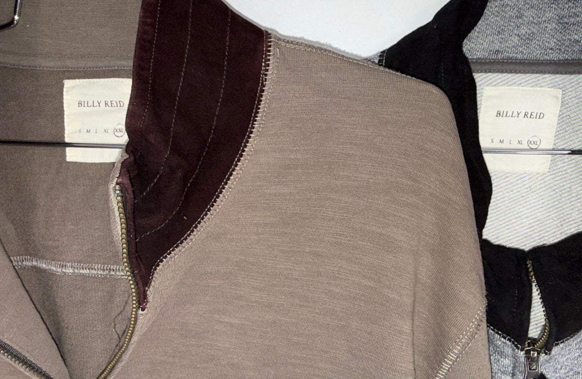 Billy Reid Men's Lot of 2 Full Zip Sweater Jacket Gray Brown Cotton XXL