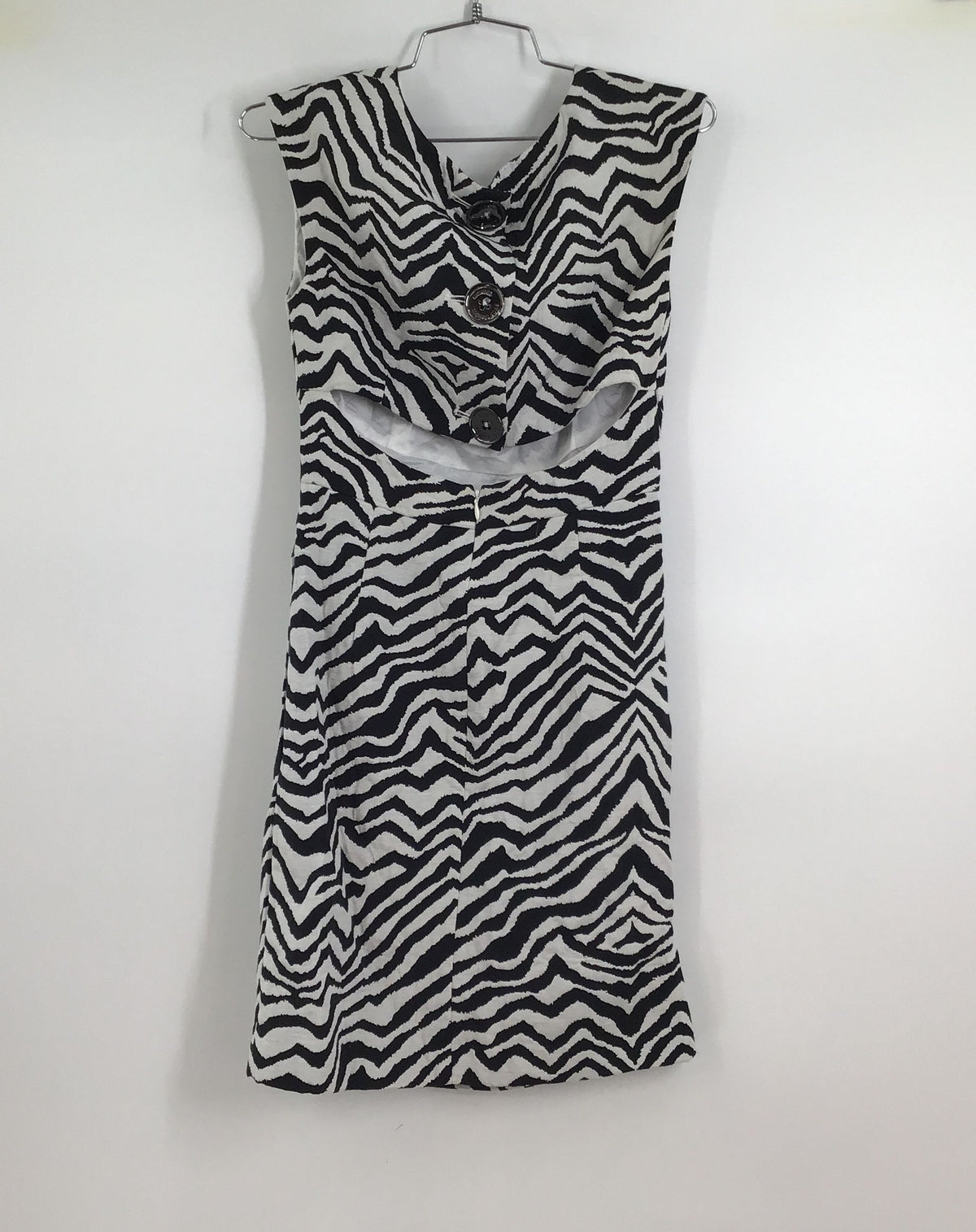 NWT Michael Kors Women&#39;s White Black Zebra Print Cut-Out Sheath Dress - Size 4